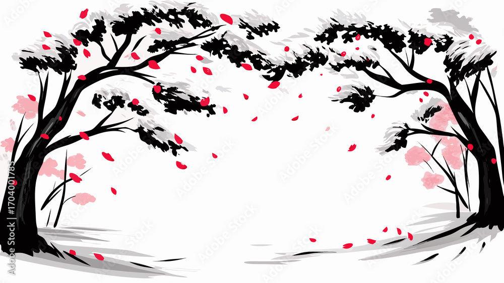 Fototapeta premium beautiful cherry blossom illustration