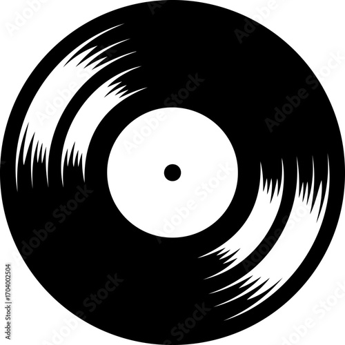 Vinyl plate disc silhouette vector illustration