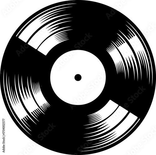 Vinyl plate disc silhouette vector illustration