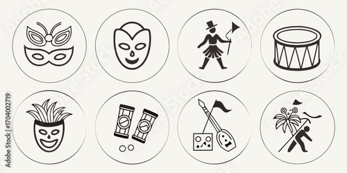 Carnival icons showing celebration and entertainment