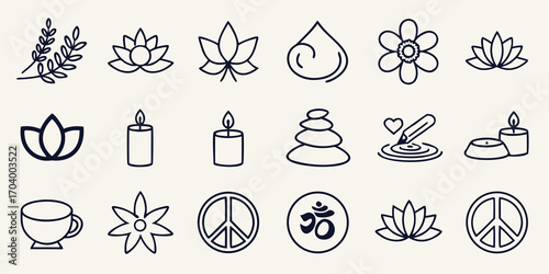 Collection of spa and wellness icons for relaxation