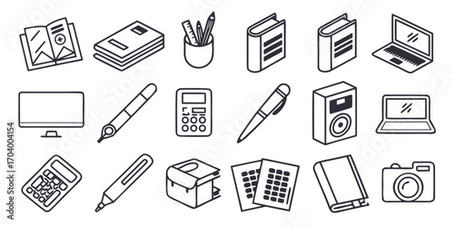 Office and school supplies in vector style