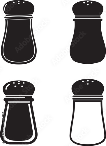 Set of four salt and pepper shaker icons silhouette
