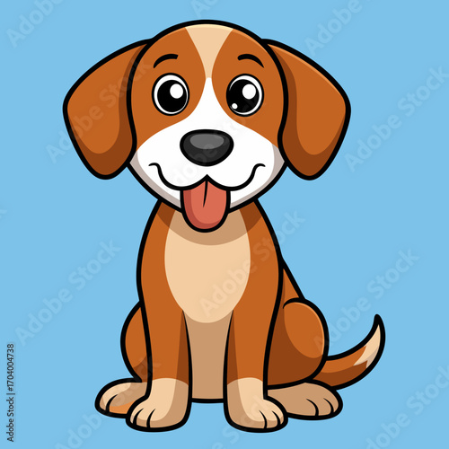 Cartoon dog illustration vector art: cute puppy drawing for kids and animal lovers, pet design, brown dog