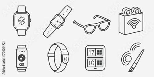 Electronics gadgets line art collection
