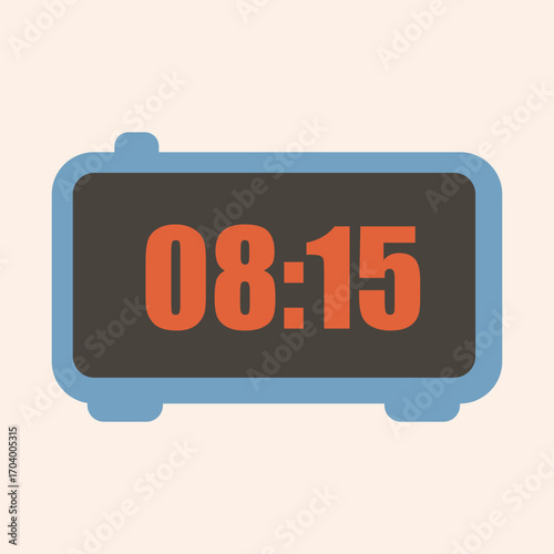 Ringing alarm clock. Wake up timer clock. Morning timer clock cartoon design. Ringing watch. Vector illustration.