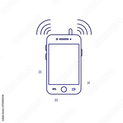 Modern mobile communication device icon with signal waves emanating from the antenna, representing connectivity and wireless technology