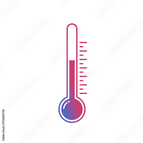 A simple gradient thermometer symbol representing temperature measurement, climate conditions, scientific concepts, and healthcare diagnostics