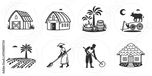Set of agriculture and farming icons