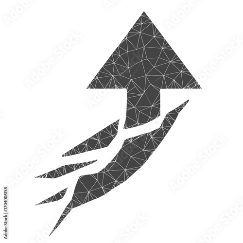 Abstract wireframe arrow launching upwards, symbolizing progress, innovation, and forward momentum