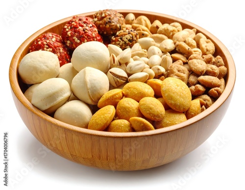 Wallpaper Mural Assorted nuts and snacks in a wooden bowl Torontodigital.ca