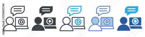 E Mentoring icon set multiple style collection