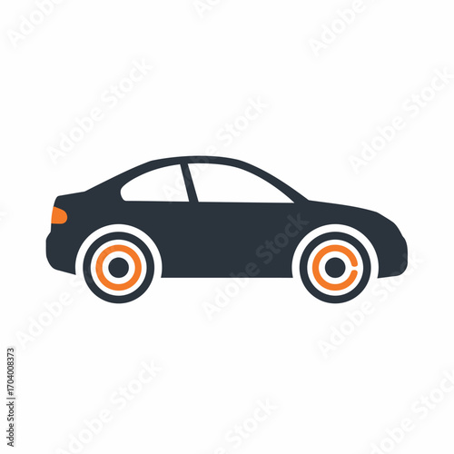 Stylized side view of a modern coupe car icon, a minimalist vector graphic for automotive and transportation concepts