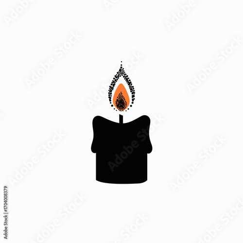 Stylized graphic illustration of a burning black wax candle for gothic, magical, or spiritual concepts