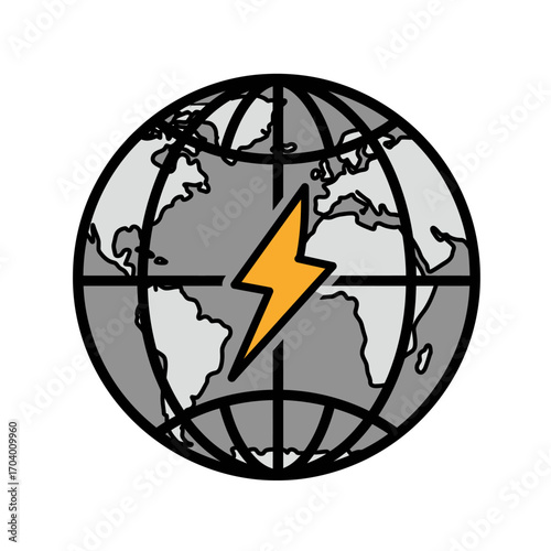 Dynamic concept symbolizing global electricity distribution and the interconnectedness of modern energy systems, representing worldwide power and technological progress for a sustainable future
