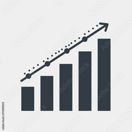 Dynamic bar graph illustrating consistent business growth, financial success, and positive market trends, symbolizing progress and strategic data analysis