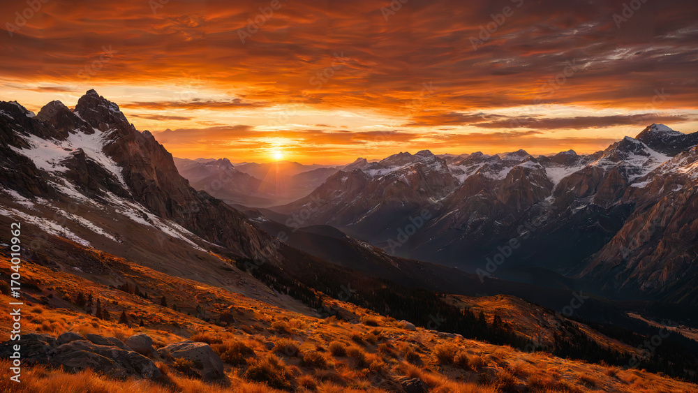 Naklejka premium Mountain Sunset