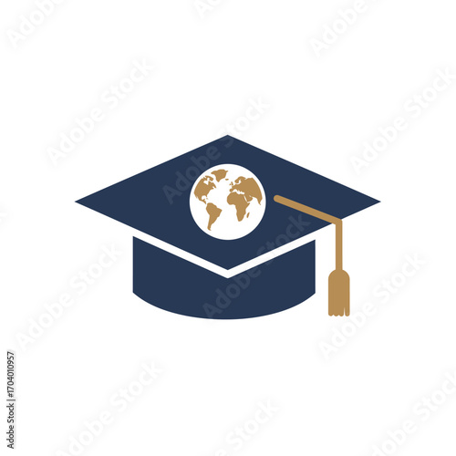 Global Education Graduation Cap with Globe for International Studies and Academic Success