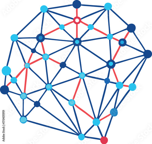 An abstract digital background features a geometric pattern of interconnected glossy spheres and cubes, symbolizing a complex global network and communication