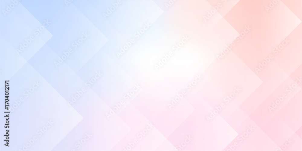 Fototapeta premium Pastel pink and blue blur backdrop with transparent shapes square. Light gradient vector banner. Background abstract purple sky. Soft blurred light bg. Pastel gradation water cover design