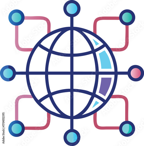 Global network symbol with business connection illustration
