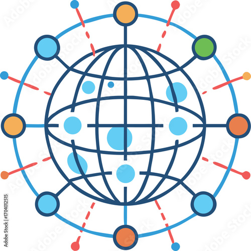 Global social network concept of people, business, and technology connecting across the world
