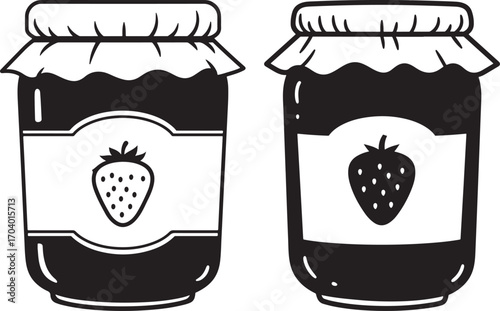 Two jars of strawberry jam silhouette