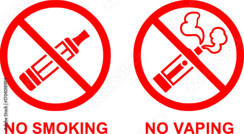 Vector set of no smoking, no vaping and smoking area sign set
