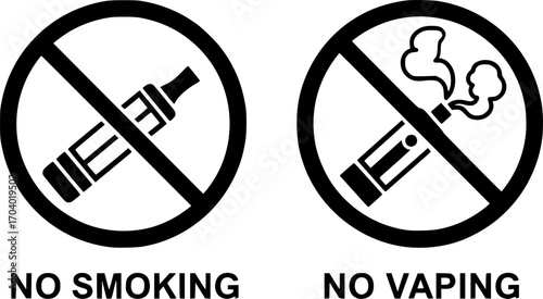 Vector set of no smoking, no vaping and smoking area sign set
