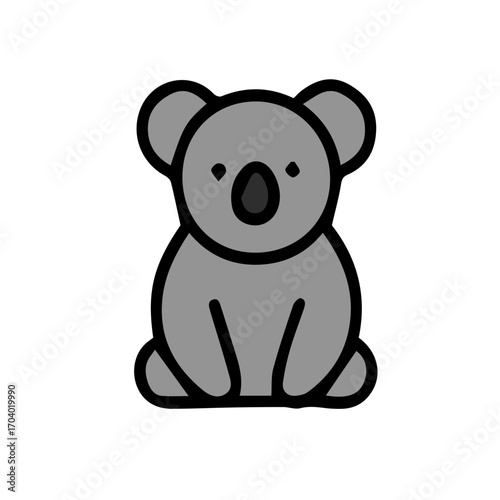 Cute Koala Cartoon Vector Icon Illustration. Cartoon koala vector icon with bold outline and flat colorful design. Great for kids’ education, posters, apps, and creative projects.
