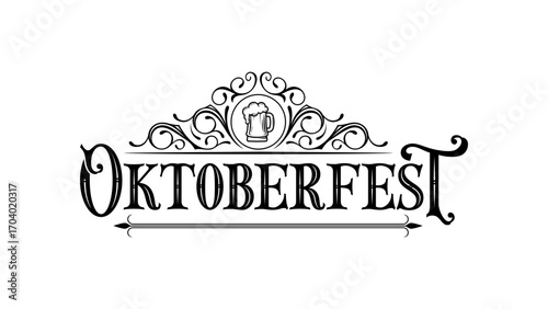 Oktoberfest logo features a beer mug. Great for event banners, social media graphics, menus, and promotional materials for festivals.