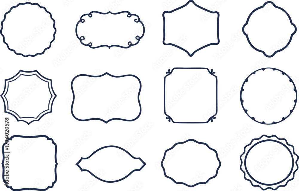 Fototapeta premium Hand drawn ink vintage frames