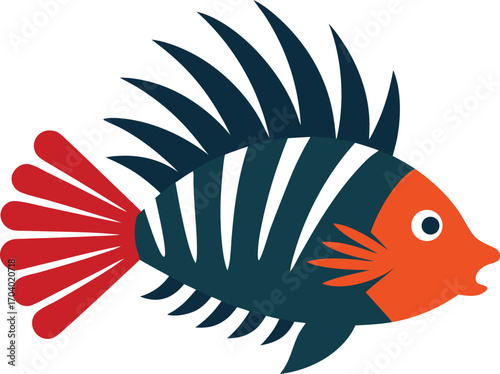  Lionfish fish vector illustration