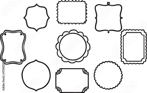 Hand drawn ink vintage frames