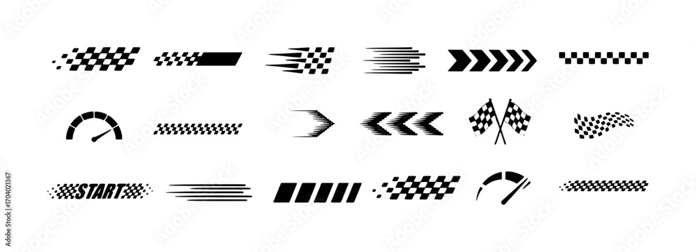 Obraz premium Collection of Racing and Speed-Related Graphic Elements