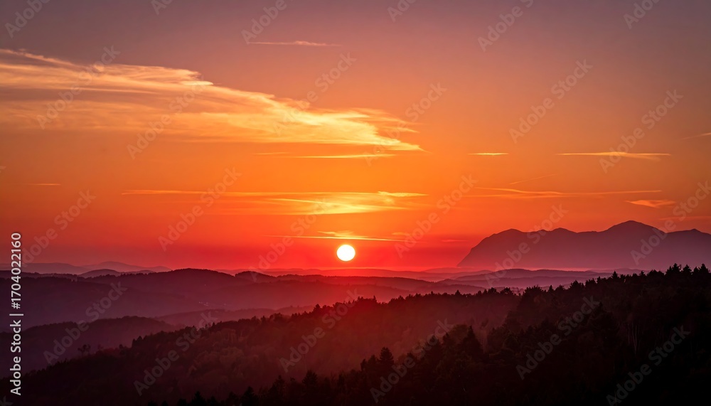 Obraz premium Colorful sunset over hills