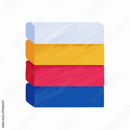 Four Colorful Stacked Rectangular Blocks