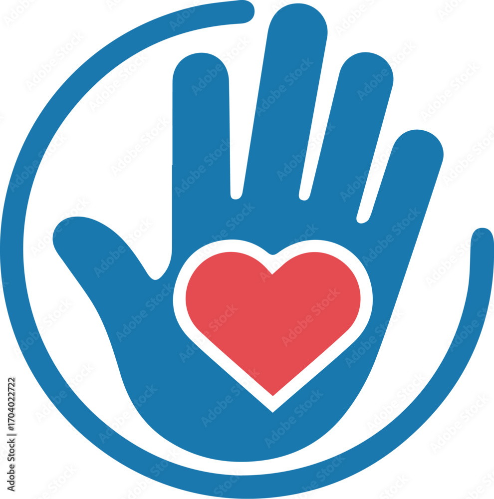 Fototapeta premium Vector art of hand holding heart symbol, representing love and care
