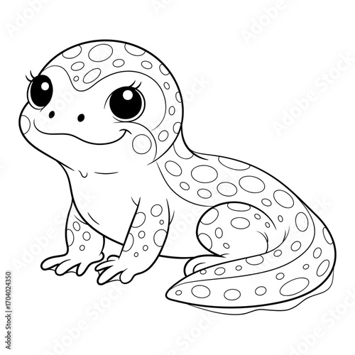 Doodle Vector Illustration of a Newt in Cartoon Style. Isolated on white background. Perfect for animal-themed design projects, stickers and coloring book.