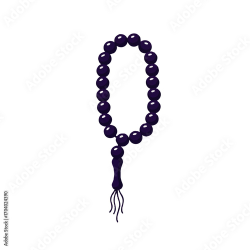 Purple Prayer Beads with Tassel, Islamic Tasbih for Meditation