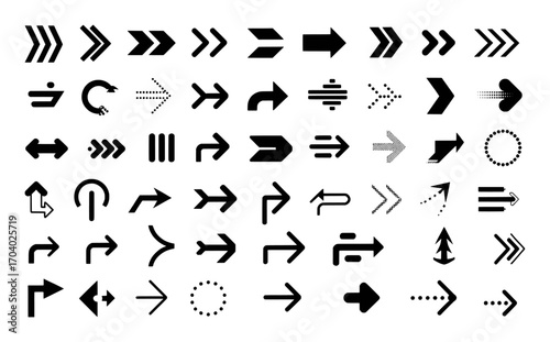 Collection of Diverse Arrow Icons and Symbols