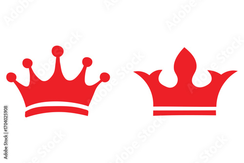 Red crown icon vector, hand drawn doodle style king queen crown logo, majestic tiara. Royal crown icon symbol coronation tiara sign