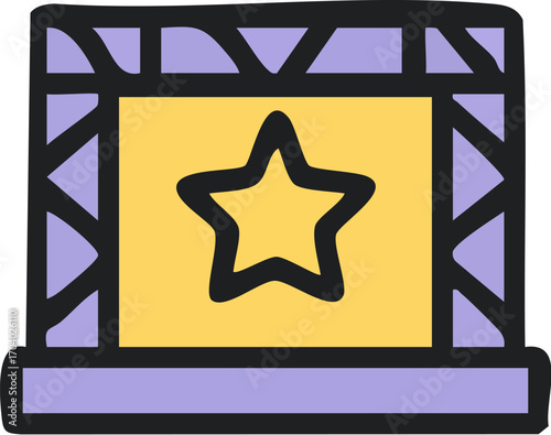 Handdrawn concert stage with a star symbol icon.