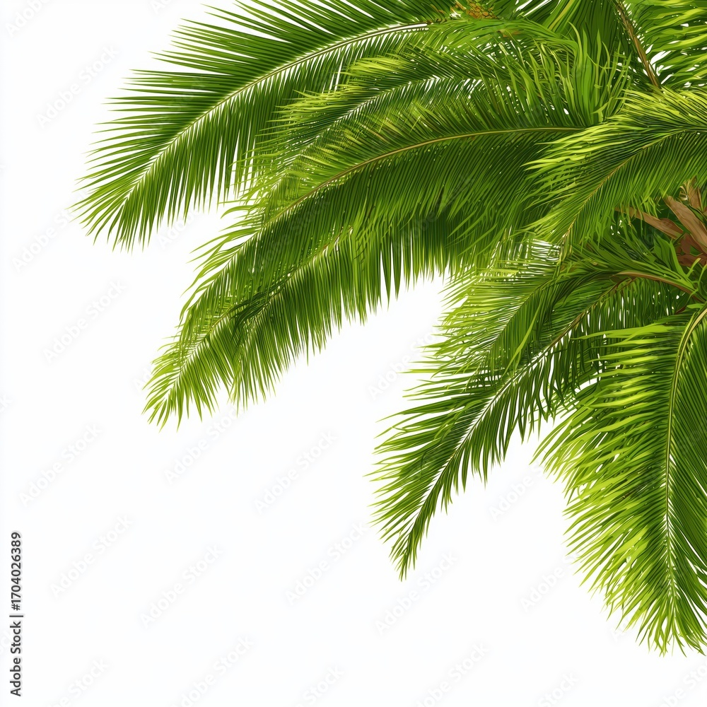 Naklejka premium Tropical Palm Leaves on White Background , isolated on white background png