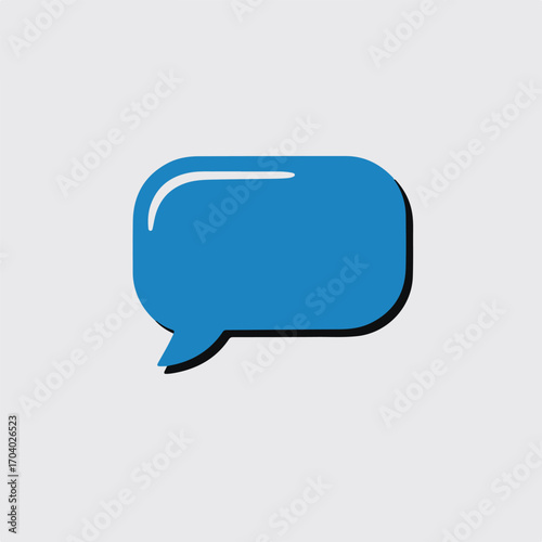 A blue speech bubble icon with a dark shadow, perfect for adding a touch of modern communication to your designs, isolated on transparent background