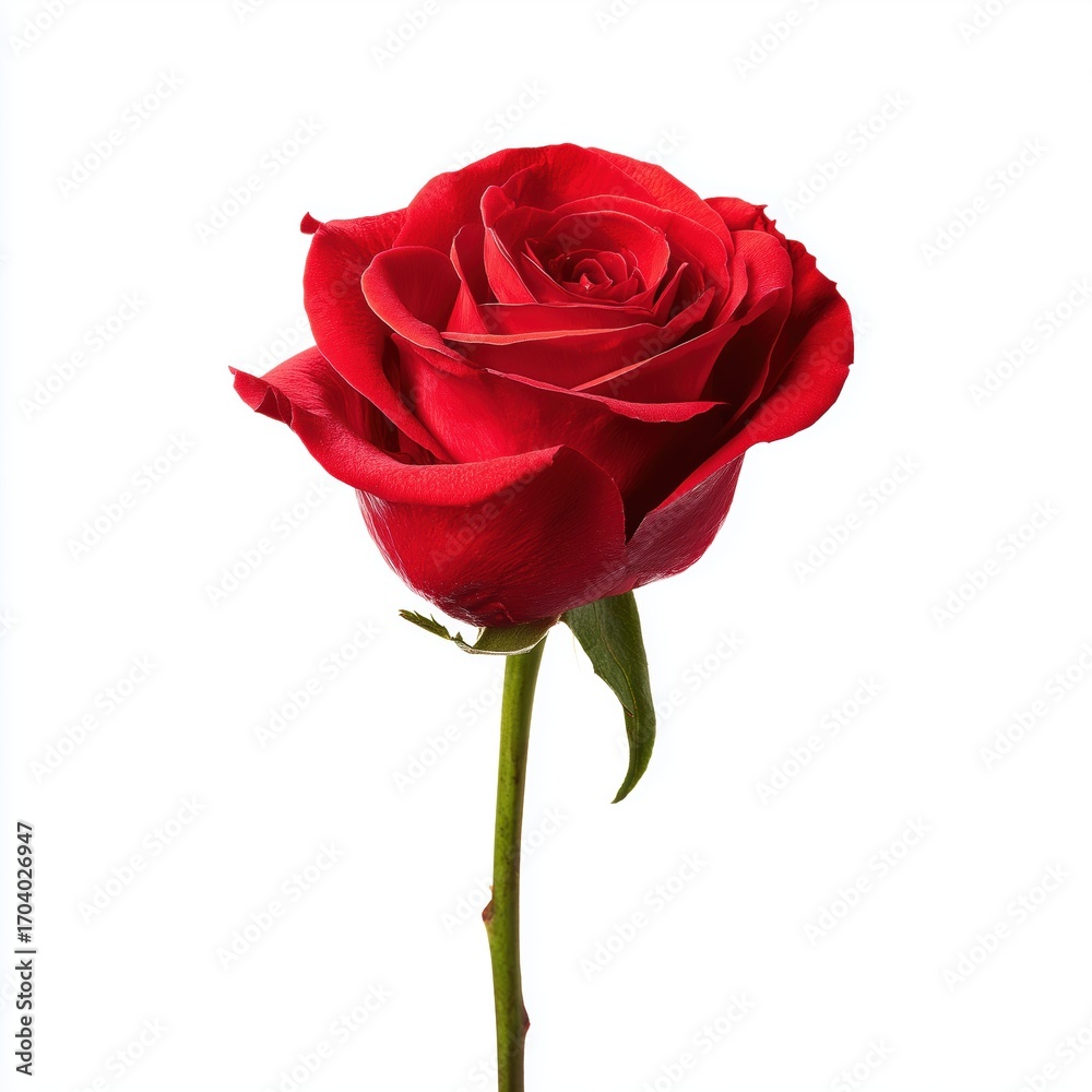 Fototapeta premium Stunning Red Rose, A Symbol of Love and Beauty , isolated on white background png