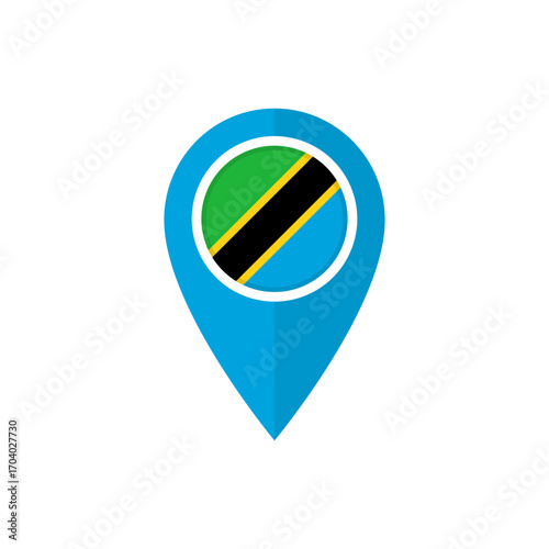 Map marker with Tanzanian flag. Location pin with flag of Tanzania