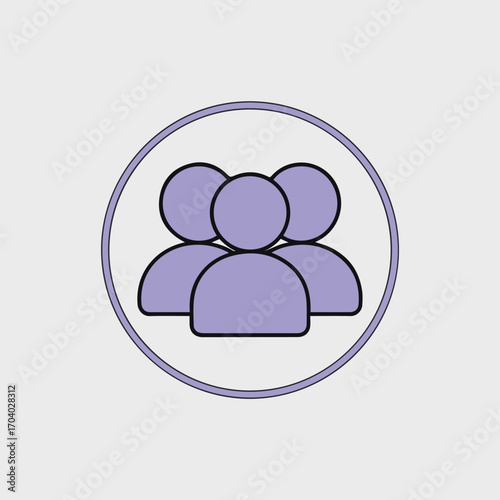 A simple icon of a group of people in a circle, representing teamwork, community, or social connection, isolated on transparent background the design is clean and modern
