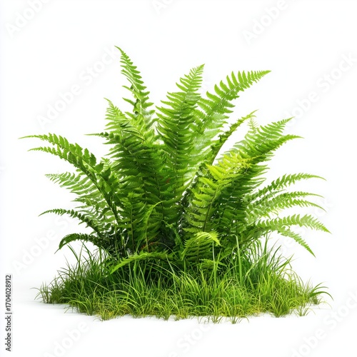 Vibrant Fern and Grass Cluster , isolated on white background png