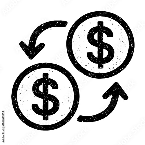 Dynamic Dollar Money Exchange Icon: Seamless Global Currency Transfer and Financial Transaction Graphic Representing Digital Payment Flow, Investment, Trading, and Economic Interoperability for Modern